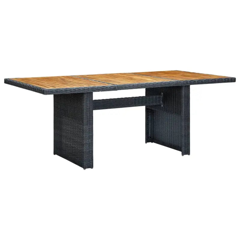 Poly rattan buitentafel met gehard glas voor een moderne buitenruimte - Donkergrijs en bruin / 1 - Tuintafels
