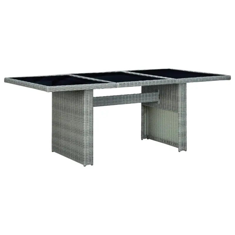 Poly rattan buitentafel met gehard glas voor een moderne buitenruimte - lichtgrijs en zwart / 1 - Tuintafels