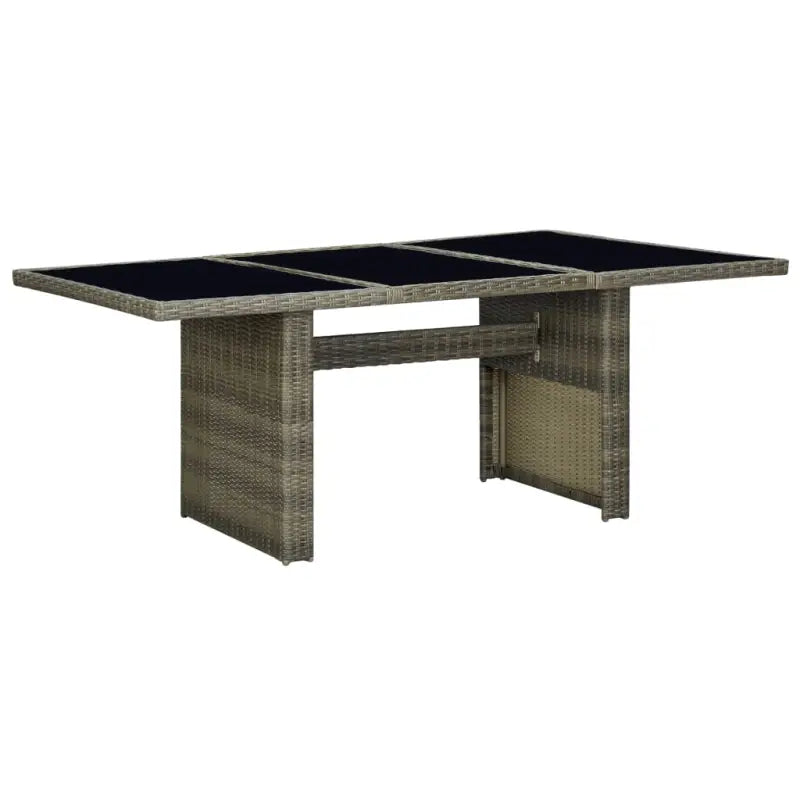 Poly rattan buitentafel met gehard glas voor een moderne buitenruimte - Bruin en zwart / 1 - Tuintafels