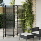 Poly rattan kamerscherm met gegalvaniseerde scharnieren en gemakkelijk schoon - Zwart / 196 x 180 cm / Lijngeweven