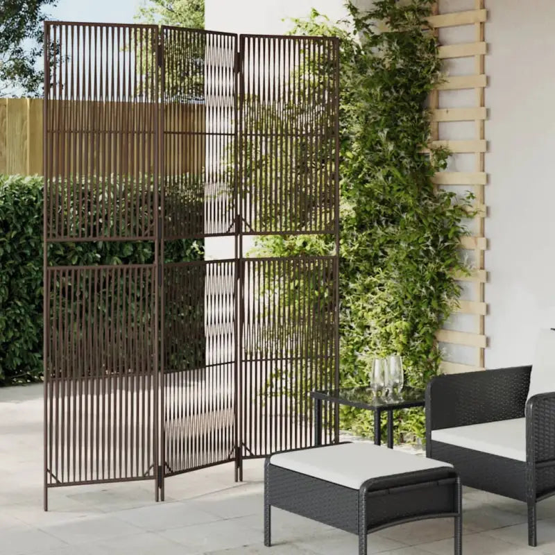 Poly rattan kamerscherm met gegalvaniseerde scharnieren en gemakkelijk schoon - Bruin / 147 x 200 cm / Lijngeweven