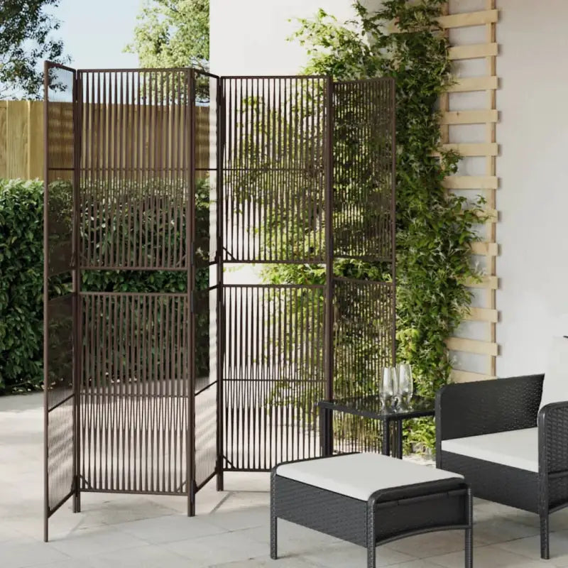 Poly rattan kamerscherm met gegalvaniseerde scharnieren en gemakkelijk schoon - Bruin / 294 x 180 cm / Lijngeweven
