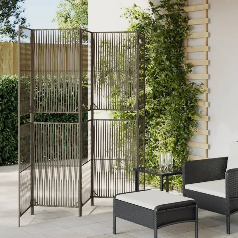 Poly rattan kamerscherm met gegalvaniseerde scharnieren en gemakkelijk schoon - Grijs / 245 x 180 cm / Lijngeweven