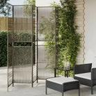 Poly rattan kamerscherm met gegalvaniseerde scharnieren en gemakkelijk schoon - Grijs / 245 x 200 cm / Lijngeweven