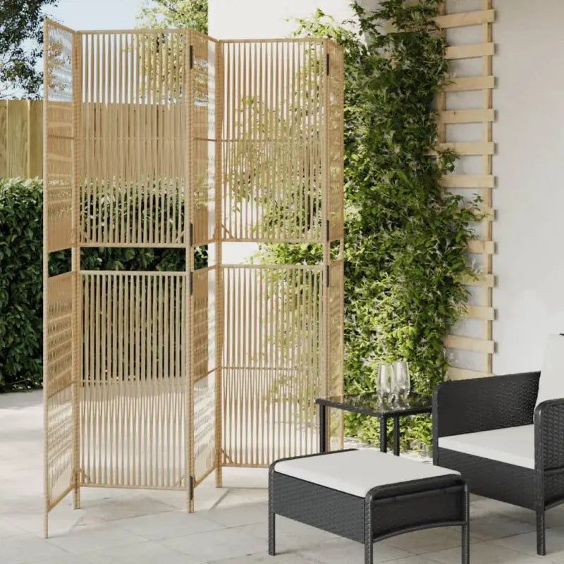 Poly rattan kamerscherm met gegalvaniseerde scharnieren en gemakkelijk schoon - Beige / 245 x 200 cm / Lijngeweven