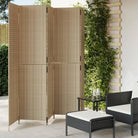 Poly rattan kamerscherm met gegalvaniseerde scharnieren en gemakkelijk schoon - Beige / 245 x 200 cm / Dichtgeweven
