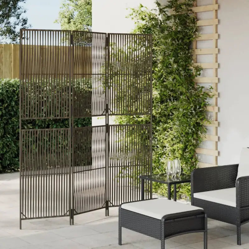 Poly rattan kamerscherm met gegalvaniseerde scharnieren en gemakkelijk schoon - Grijs / 147 x 180 cm / Lijngeweven