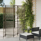 Poly rattan kamerscherm met gegalvaniseerde scharnieren en gemakkelijk schoon - Grijs / 196 x 180 cm / Lijngeweven