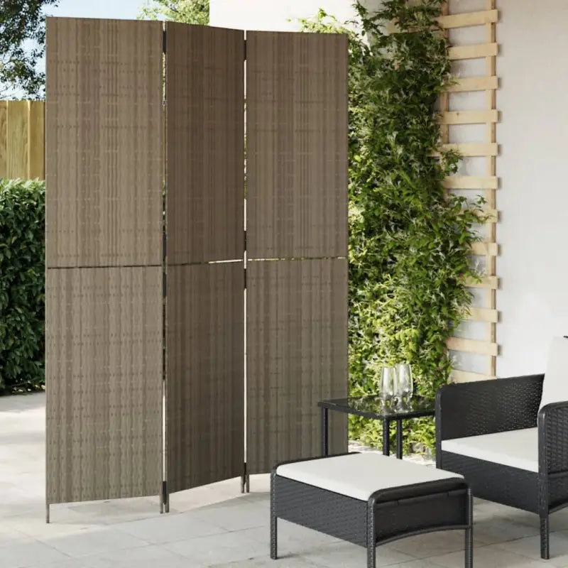 Poly rattan kamerscherm met gegalvaniseerde scharnieren en gemakkelijk schoon - Grijs / 147 x 200 cm / Dichtgeweven