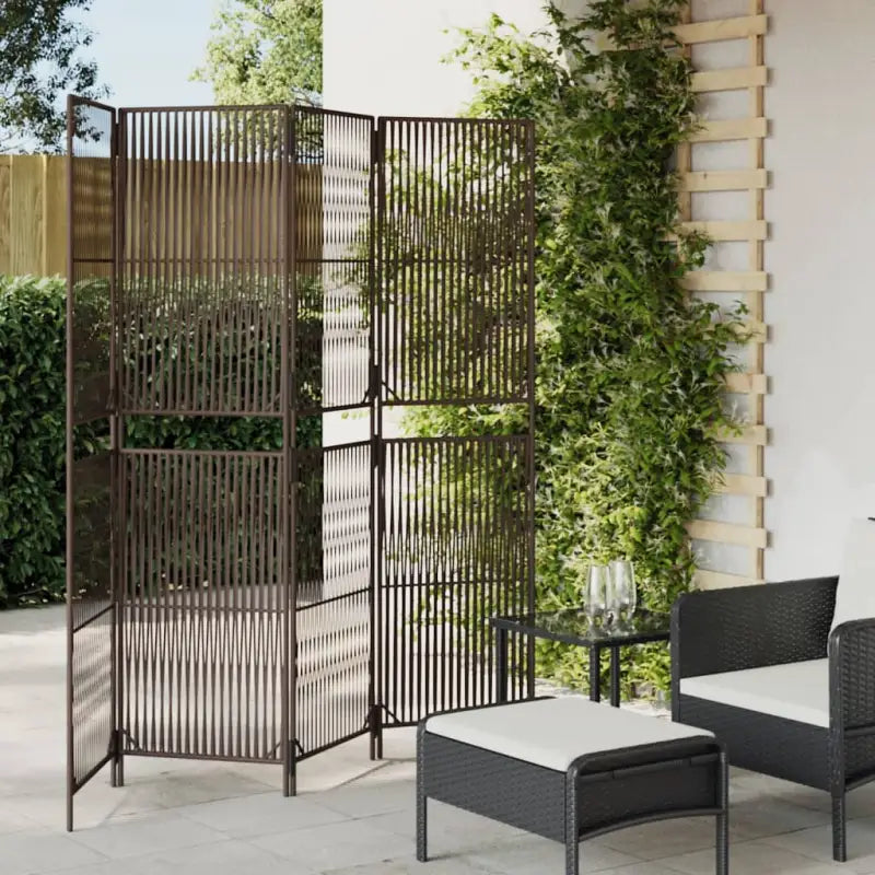 Poly rattan kamerscherm met gegalvaniseerde scharnieren en gemakkelijk schoon - Bruin / 196 x 180 cm / Lijngeweven