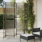 Poly rattan kamerscherm met gegalvaniseerde scharnieren en gemakkelijk schoon - Grijs / 294 x 200 cm / Lijngeweven