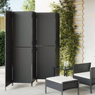 Poly rattan kamerscherm met gegalvaniseerde scharnieren en gemakkelijk schoon - Zwart / 245 x 180 cm / Dichtgeweven