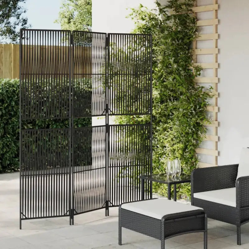 Poly rattan kamerscherm met gegalvaniseerde scharnieren en gemakkelijk schoon - Zwart / 147 x 180 cm / Lijngeweven