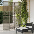 Poly rattan kamerscherm met gegalvaniseerde scharnieren en gemakkelijk schoon - Grijs / 147 x 200 cm / Lijngeweven
