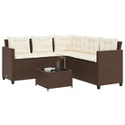 Poly rattan L-vorm tuinbank voor een comfortabele zitervaring - Bruin / Glas - Tuinsets