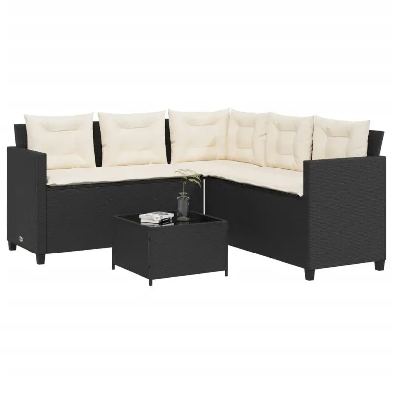 Poly rattan L-vorm tuinbank voor een comfortabele zitervaring - Zwart / Glas - Tuinsets