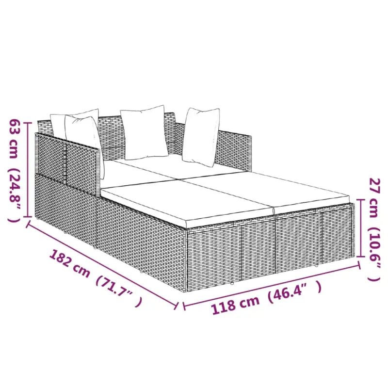 Poly Rattan Ligbed voor Zonnebaden en Eenvoudig Schoon maken - Tuinbedden