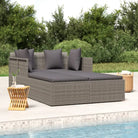 Poly Rattan Ligbed voor Zonnebaden en Eenvoudig Schoon maken - Grijs - Tuinbedden
