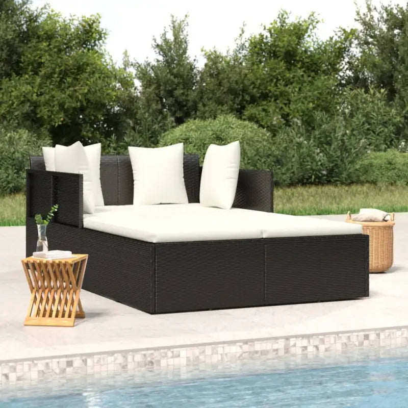 Poly Rattan Ligbed voor Zonnebaden en Eenvoudig Schoon maken - Zwart - Tuinbedden