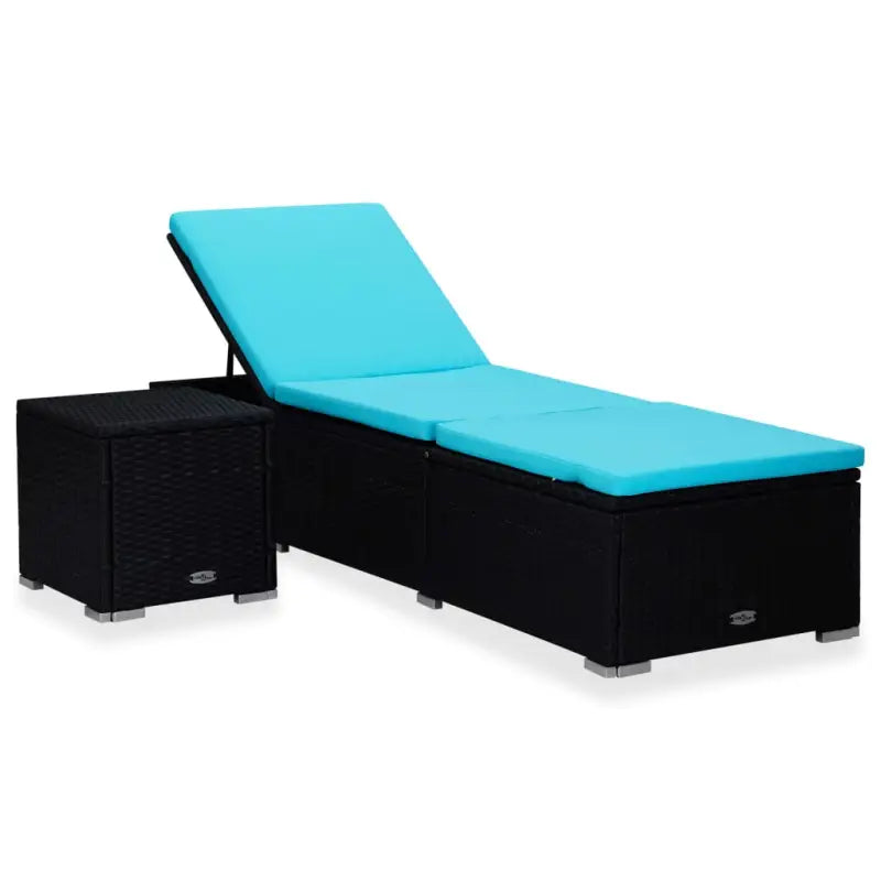 Poly rattan ligstoel met gepoedercoat stalen frame voor ontspanning - Blauw / 1 - Ligstoelen