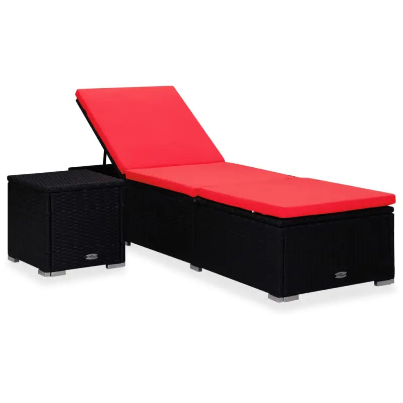 Poly rattan ligstoel met gepoedercoat stalen frame voor ontspanning - Rood / 1 - Ligstoelen