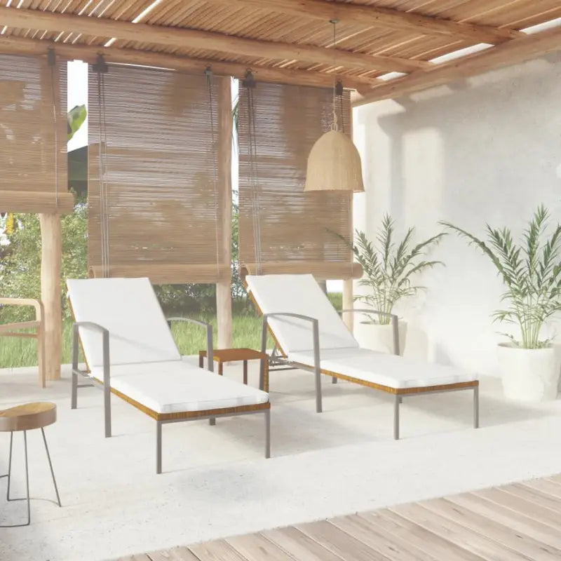 Poly rattan ligstoel met grijs materiaal en gepoedercoat staal - Bruin / 3 - Ligstoelen