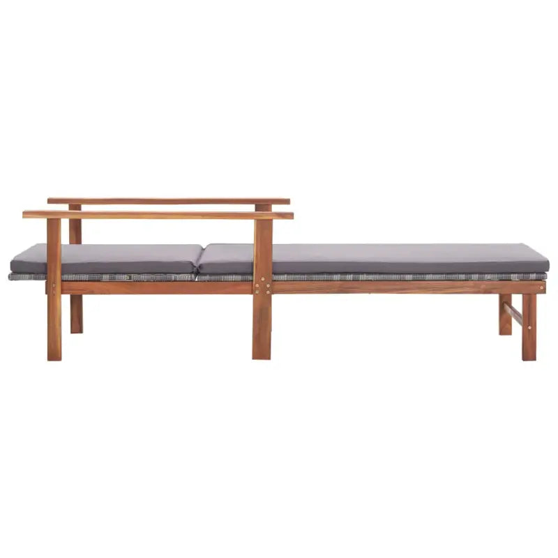 Poly rattan ligstoel met massief acaciahout voor buiten ontspanning - Ligstoelen