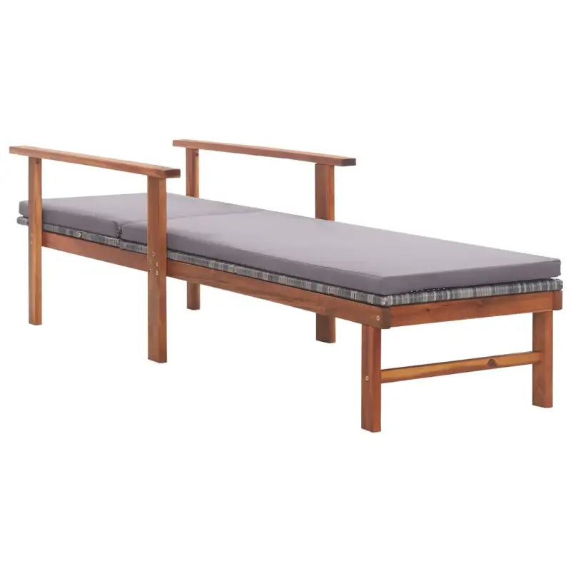 Poly rattan ligstoel met massief acaciahout voor buiten ontspanning - Ligstoelen