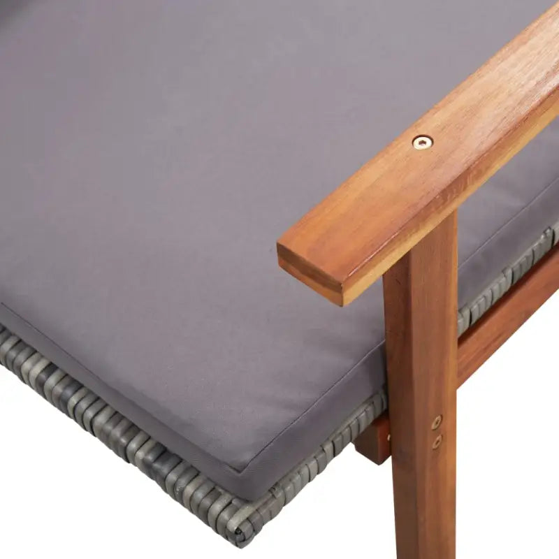 Poly rattan ligstoel met massief acaciahout voor buiten ontspanning - Ligstoelen
