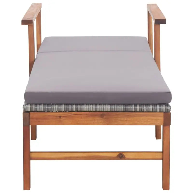 Poly rattan ligstoel met massief acaciahout voor buiten ontspanning - Ligstoelen