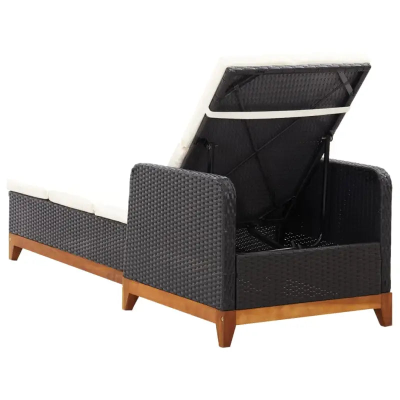 Poly Rattan Ligstoel met Massief Acaciahout voor de Tuin - Ligstoelen