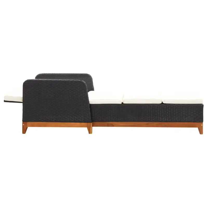 Poly Rattan Ligstoel met Massief Acaciahout voor de Tuin - Ligstoelen