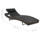 Poly Rattan Ligstoel met Textileen Stof en Katoen Vulling - Ligstoelen