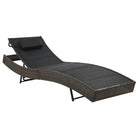 Poly Rattan Ligstoel met Textileen Stof en Katoen Vulling - Ligstoelen