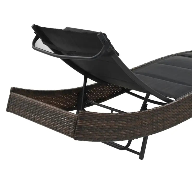 Poly Rattan Ligstoel met Textileen Stof en Katoen Vulling - Ligstoelen