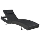 Poly Rattan Ligstoel met Textileen Stof en Katoen Vulling - Zwart / 1 - Ligstoelen