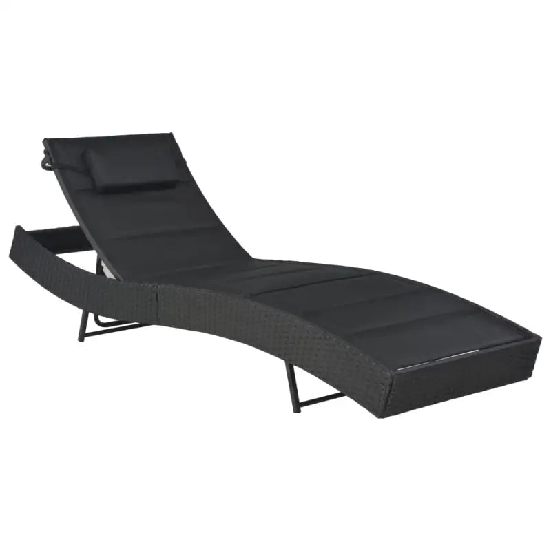 Poly Rattan Ligstoel met Textileen Stof en Katoen Vulling - Zwart / 1 - Ligstoelen