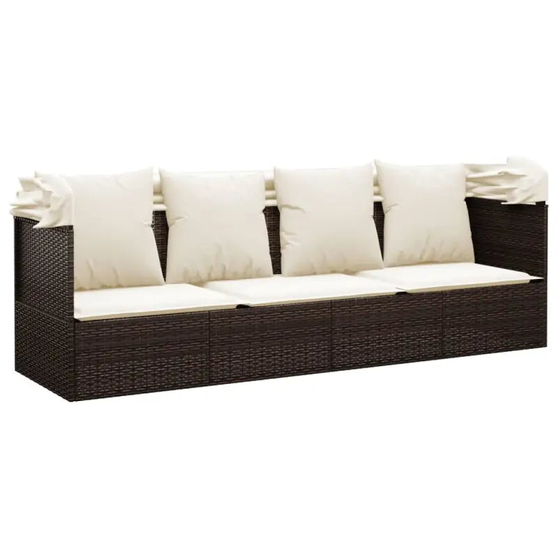 Poly Rattan Ligstoelen met Luifel en Kussens voor Buitenplezier - Ligstoelen
