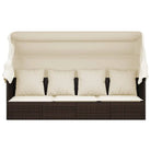 Poly Rattan Ligstoelen met Luifel en Kussens voor Buitenplezier - Ligstoelen