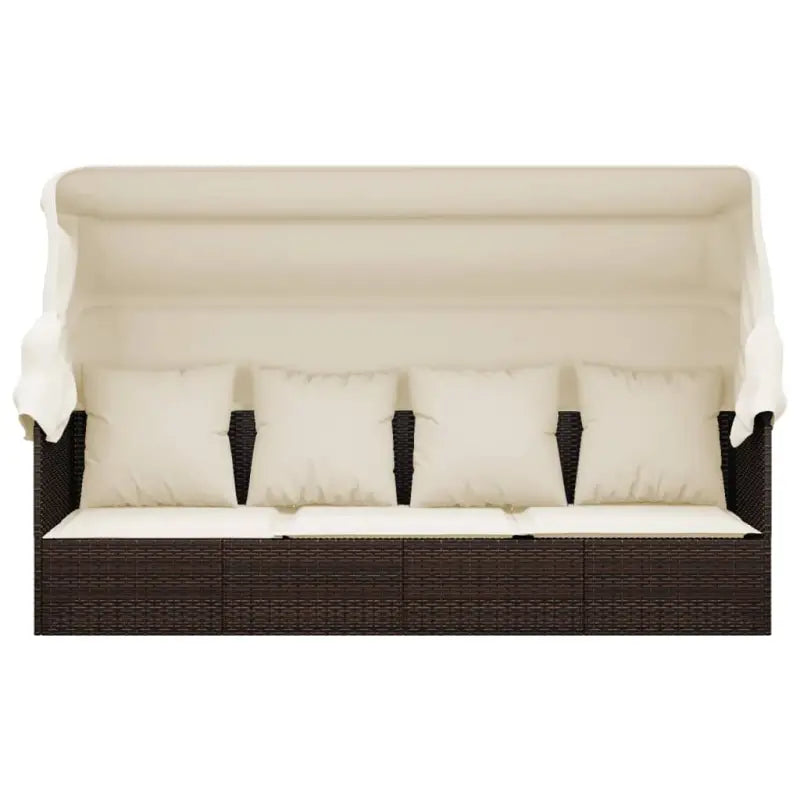 Poly Rattan Ligstoelen met Luifel en Kussens voor Buitenplezier - Ligstoelen
