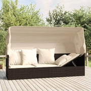 Poly Rattan Ligstoelen met Luifel en Kussens voor Buitenplezier - Ligstoelen