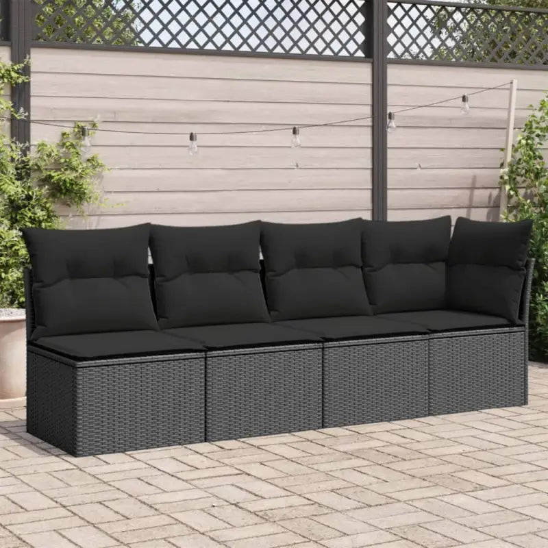 Poly rattan loungebank voor een comfortabele zitervaring met modulair ontwerp - Zwart / 1 / hoek + 3x midden