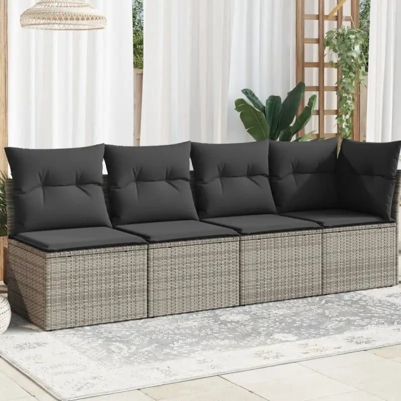 Poly rattan loungebank voor een comfortabele zitervaring met modulair ontwerp - Grijs / 1 / hoek + 3x midden