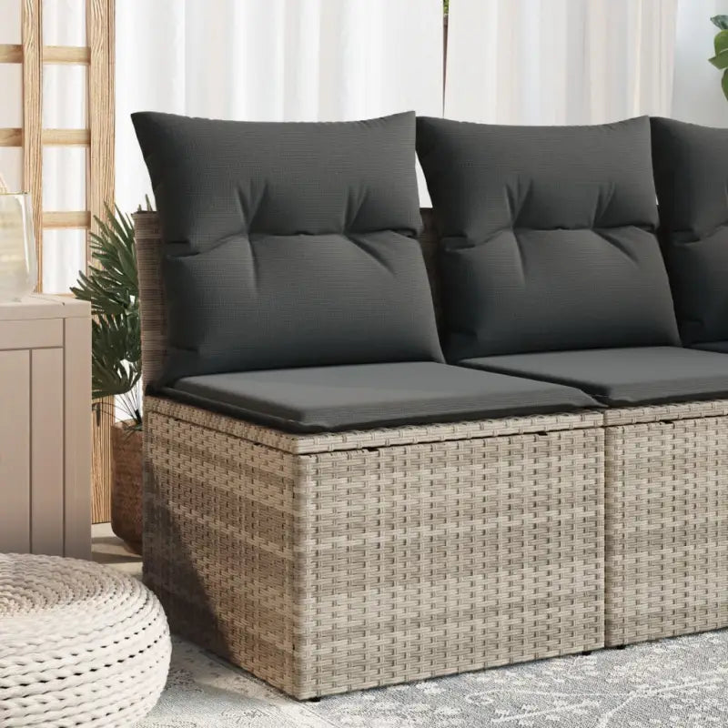 Poly rattan loungebank voor een comfortabele zitervaring met modulair ontwerp - Lichtgrijs / 1 / Middenbank