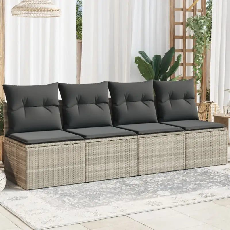 Poly rattan loungebank voor een comfortabele zitervaring met modulair ontwerp - Lichtgrijs / 1 / Vierzitsbank