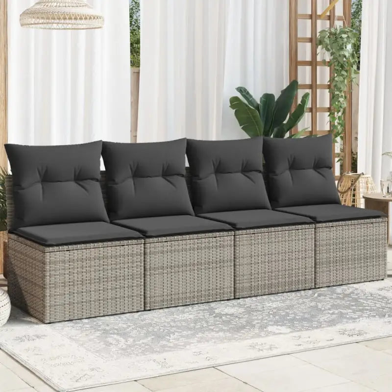 Poly rattan loungebank voor een comfortabele zitervaring met modulair ontwerp - Grijs / 1 / Vierzitsbank - Loungebanken