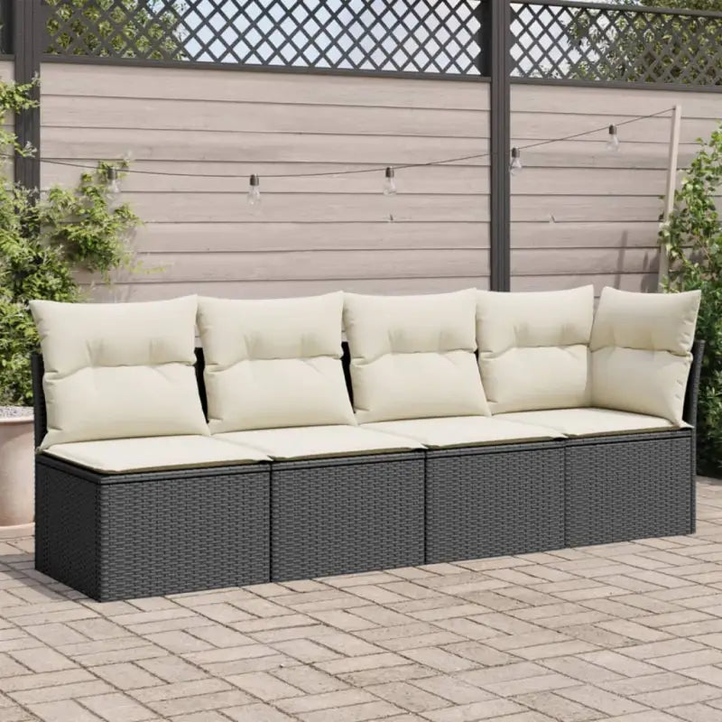 Poly rattan loungebank voor een comfortabele zitervaring met modulair ontwerp - Zwart en crème / 1 / hoek + 3x midden