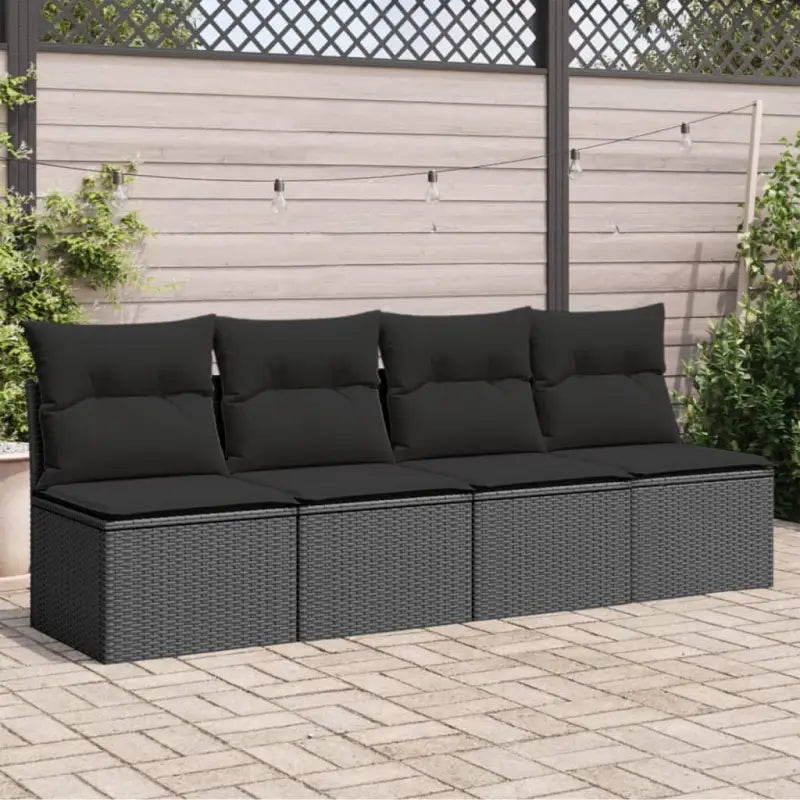 Poly rattan loungebank voor een comfortabele zitervaring met modulair ontwerp - Zwart / 1 / Vierzitsbank - Loungebanken