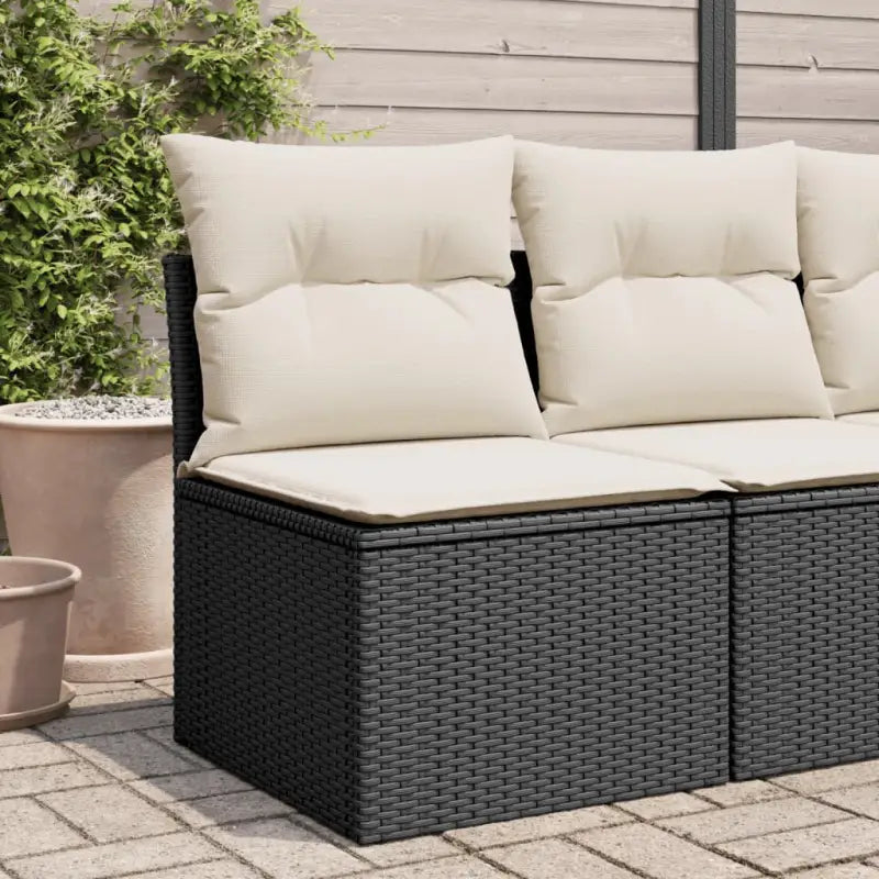 Poly rattan loungebank voor een comfortabele zitervaring met modulair ontwerp - Zwart en crème / 1 / Middenbank