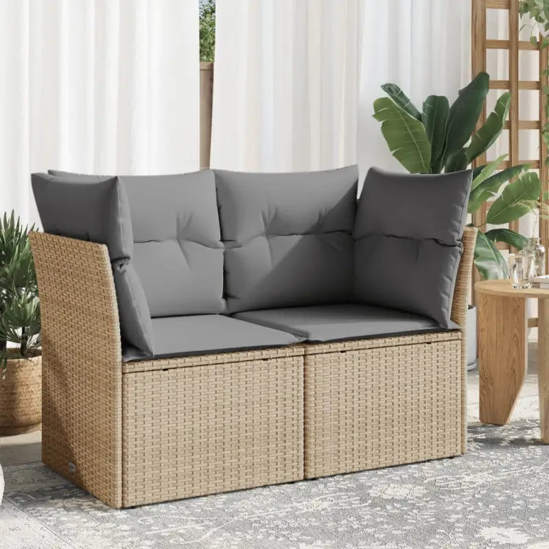 Poly rattan loungebank voor een comfortabele zitervaring met modulair ontwerp - Beige en grijs / 1 / Tweezitsbank